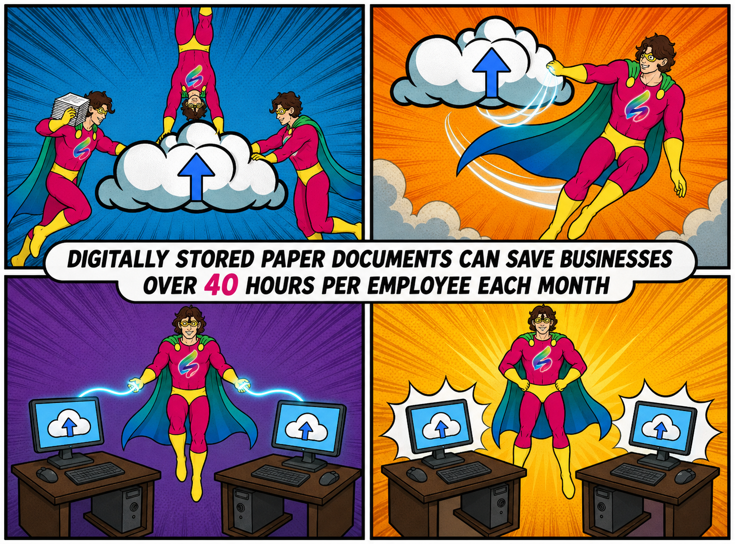 Digitally stored paper documents can save businesses over 40 hours per employee each month