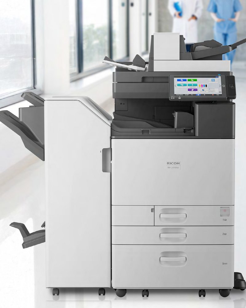 Ricoh IM C4510SD A3 color multifunction printer with finisher and document feeder.