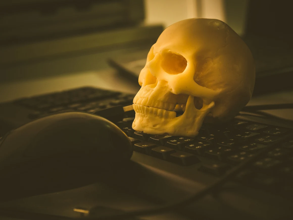Scull on a keyboard